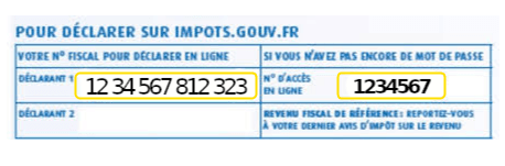 Où trouver le numéro fiscal et le numéro d'accès en ligne