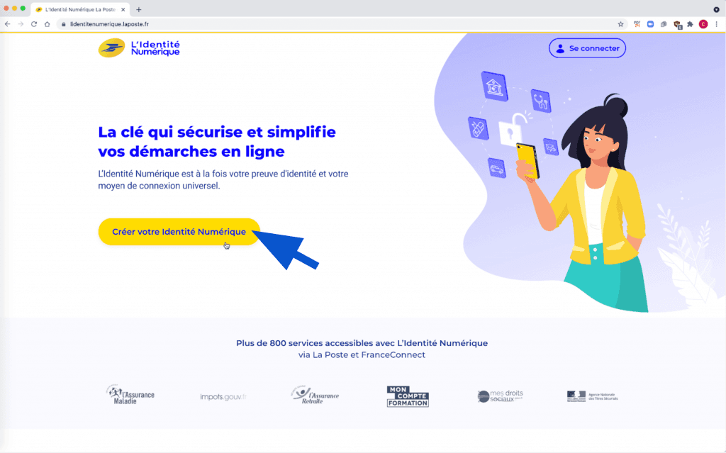 Page de création de l'identité numérique
