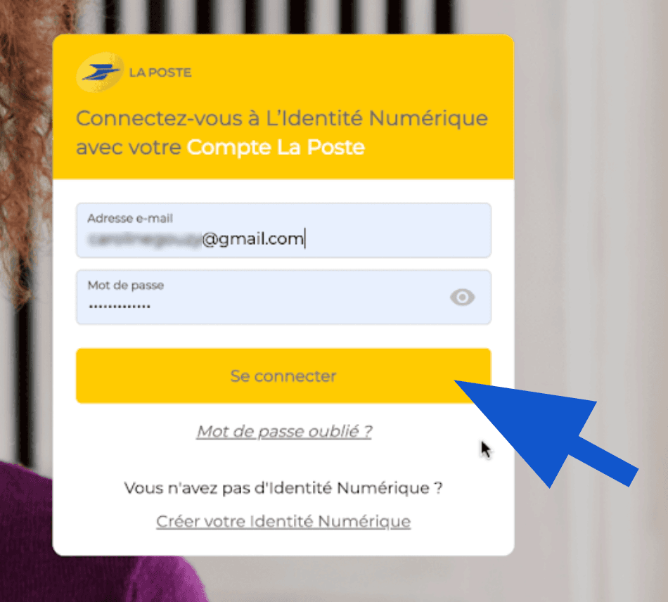 Connexion pour création de l'identité numérique