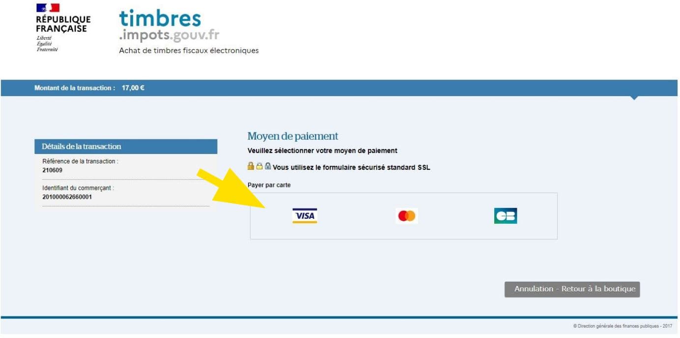 Choix du moyen de paiement