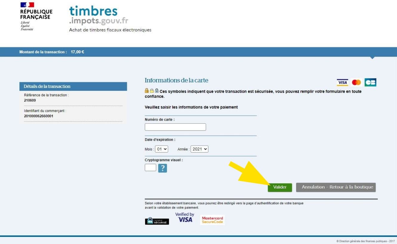 Informations de carte bancaire