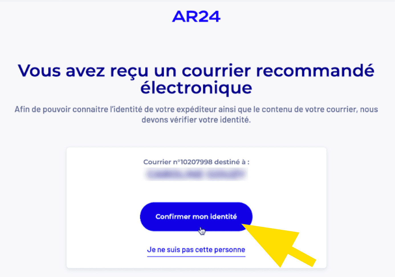Recommandé électronique — confirmation d'identité