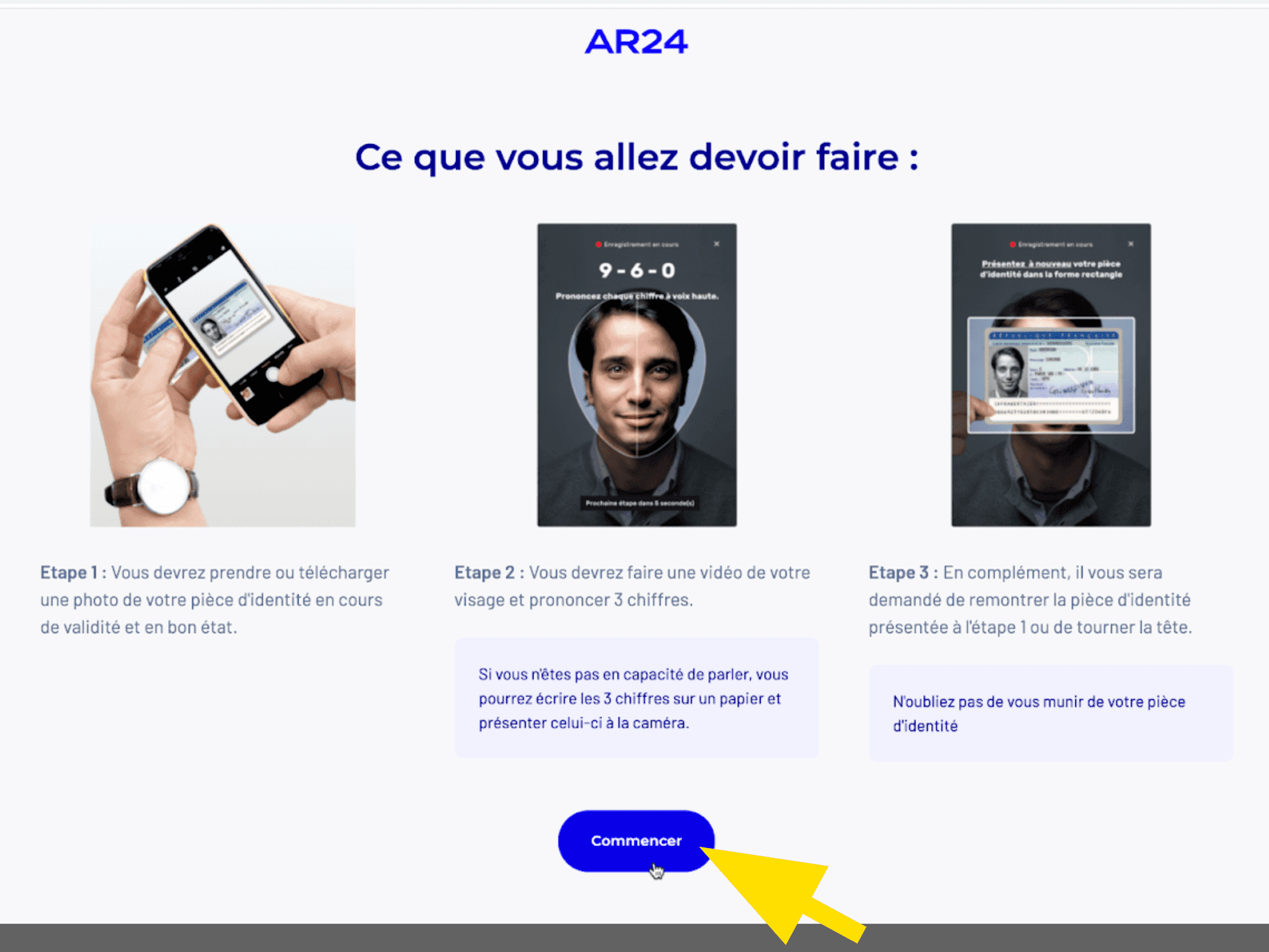 Instructions d'identification en ligne