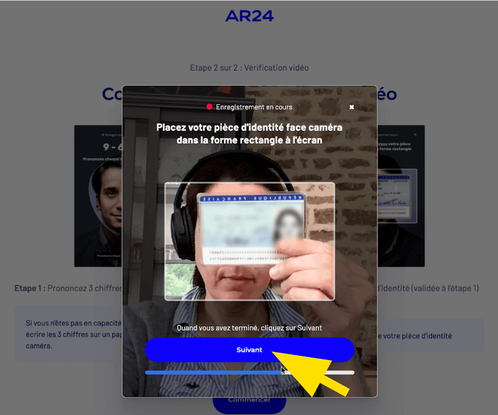 Placement de la pièce d'identité