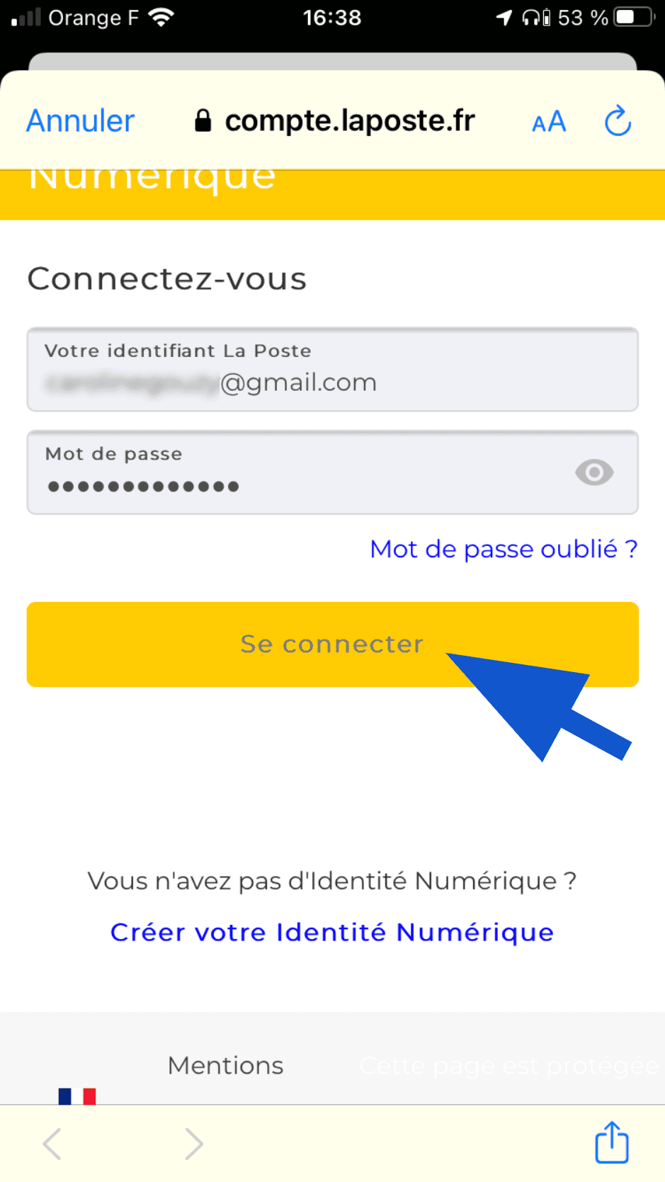 Application — connexion