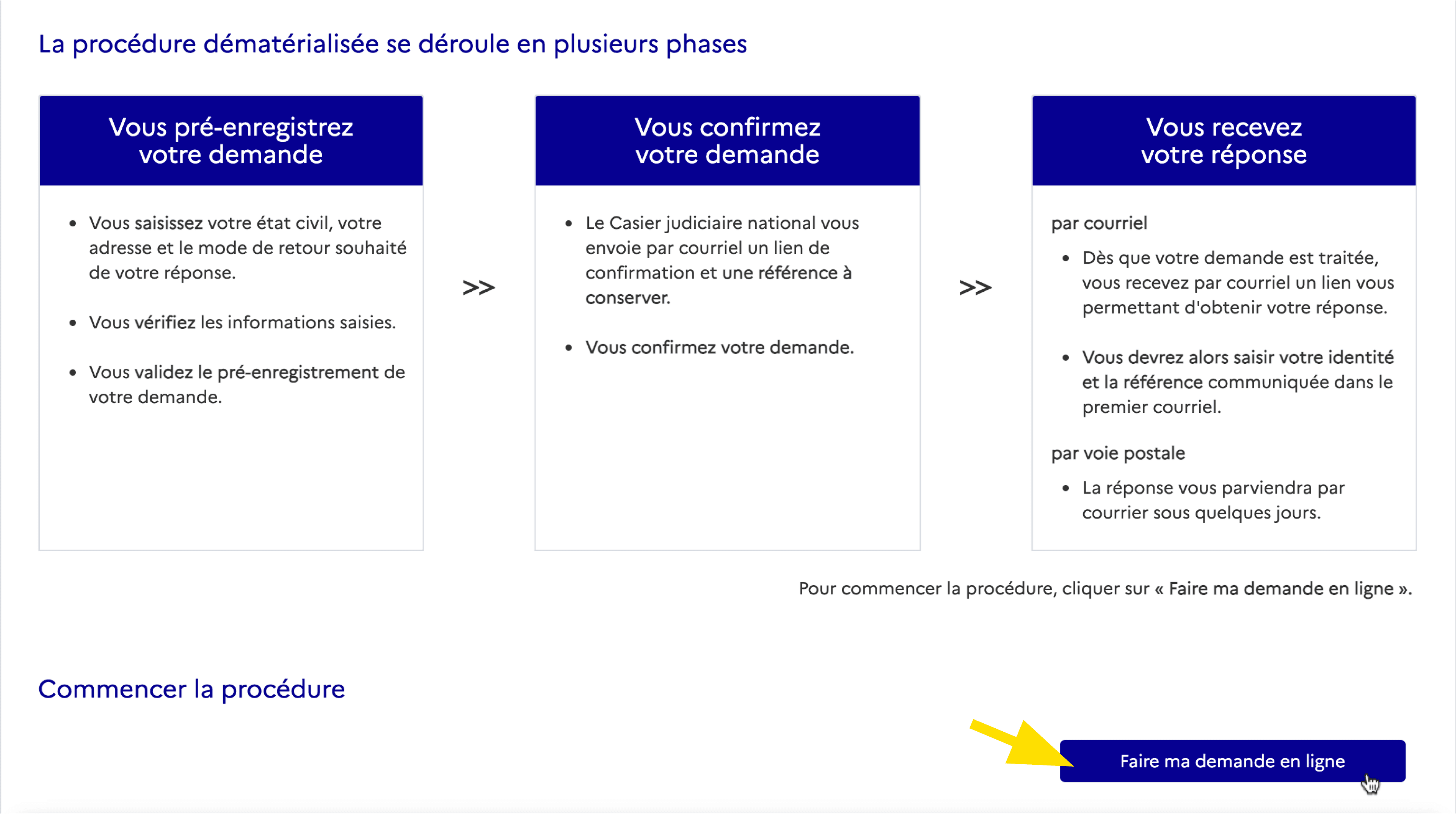 Bouton « Faire ma demande en ligne »