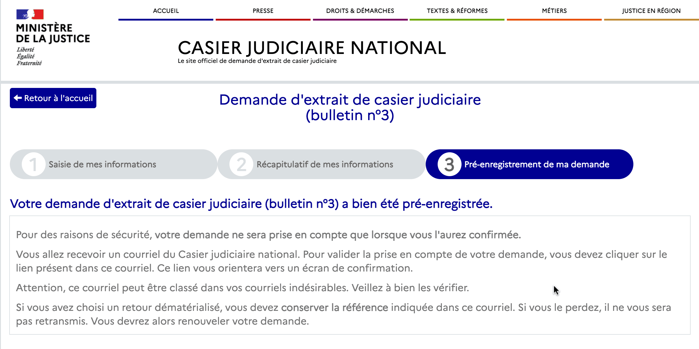 Validation du pré-enregistrement