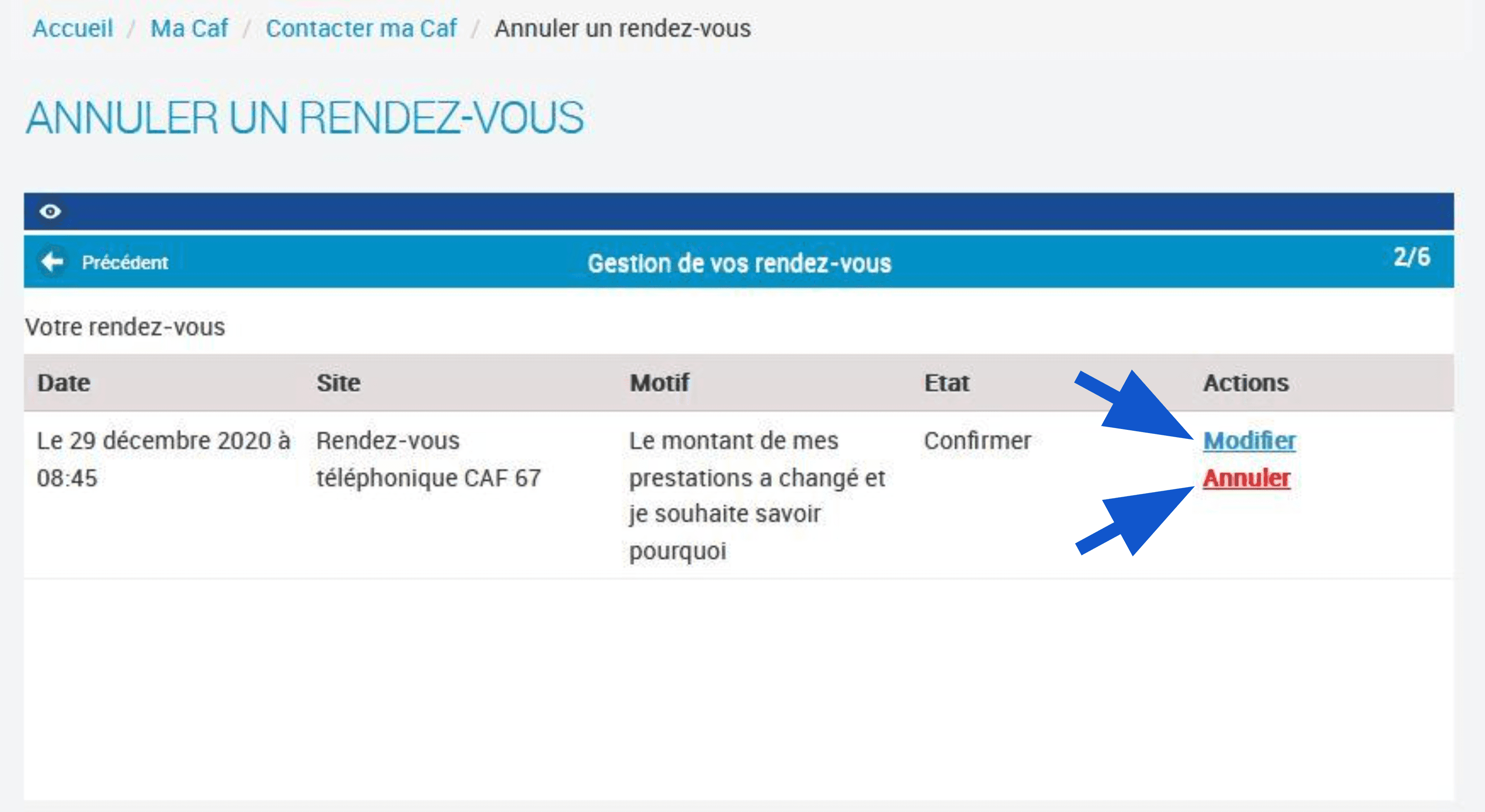 Annuler ou modifier un rendez-vous