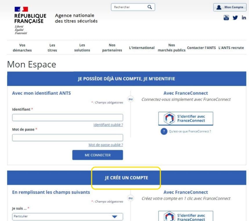 « Je crée un compte »