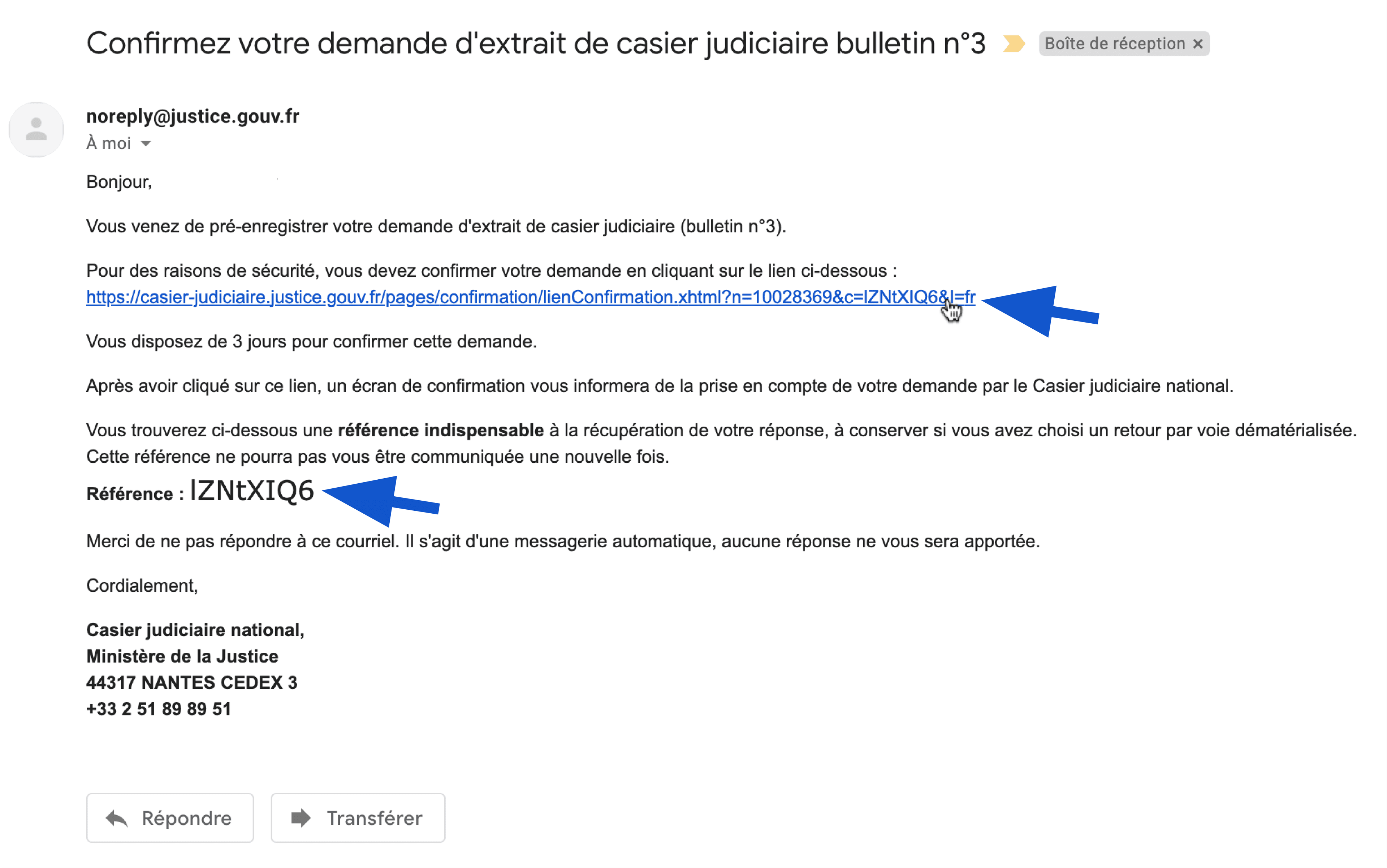 E-mail de confirmation