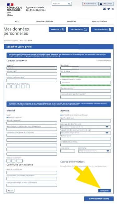 Formulaire de profil