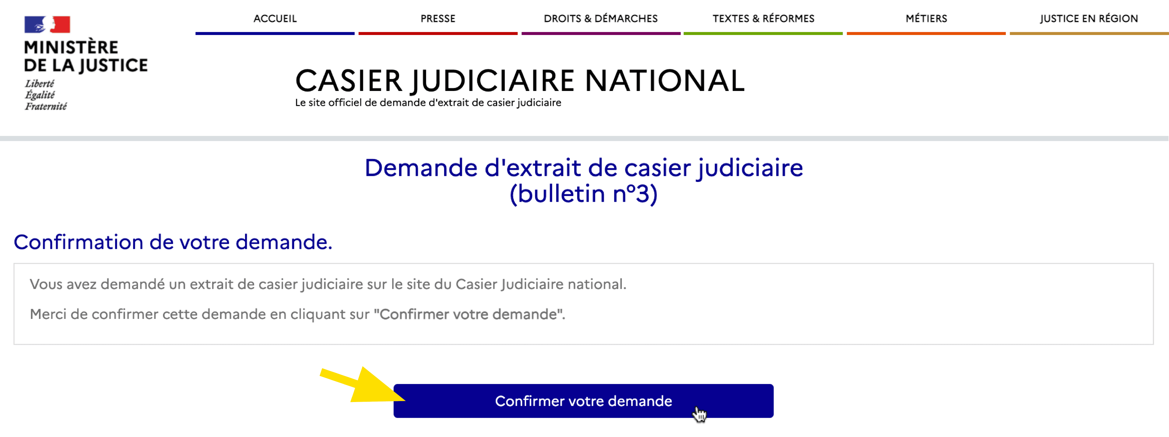 Bouton de confirmation