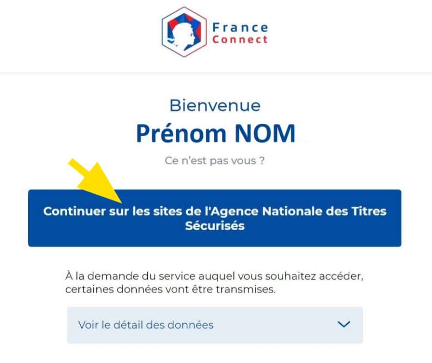 Continuer sur ANTS