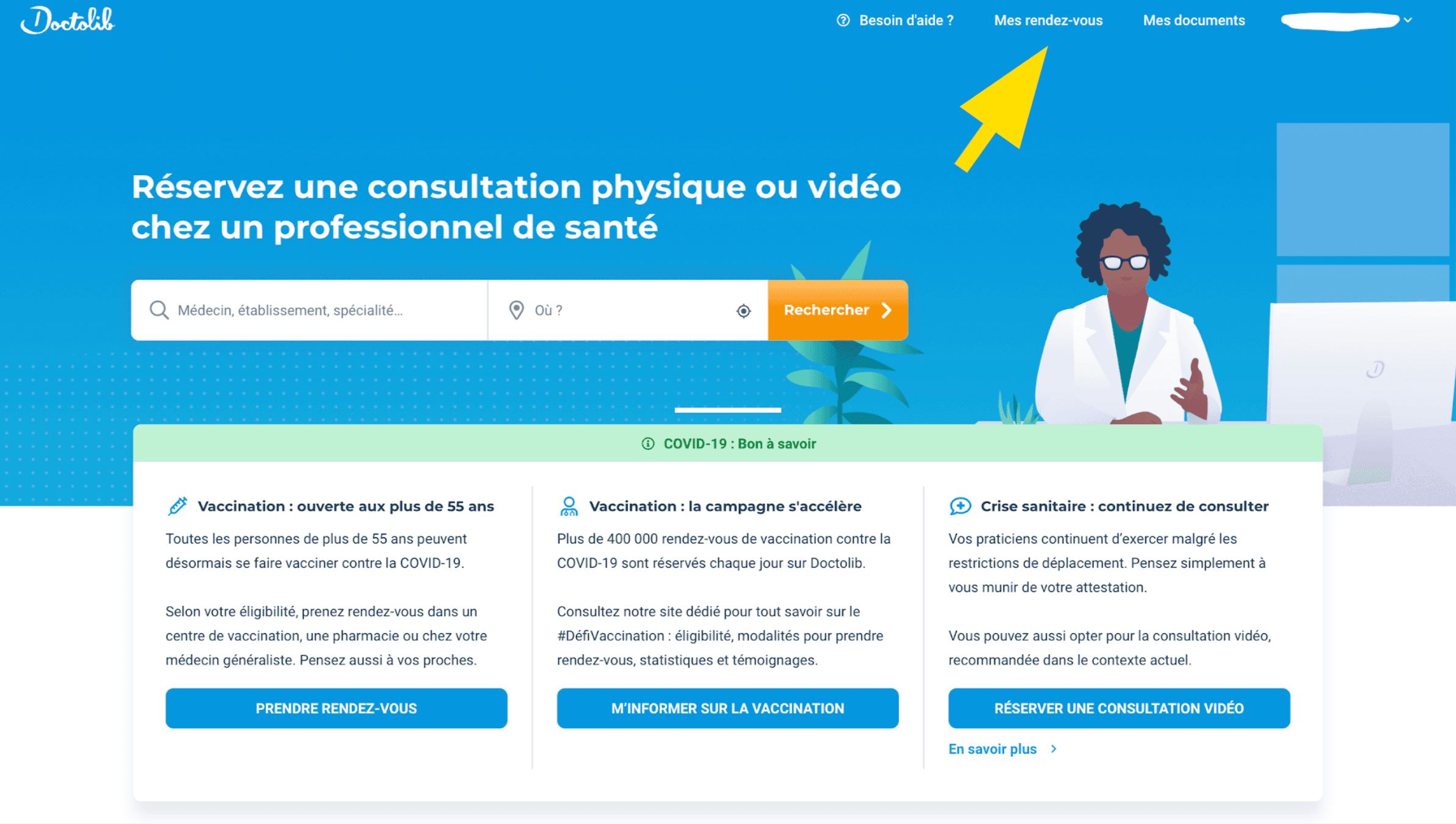 Rubrique « Mes rendez-vous »