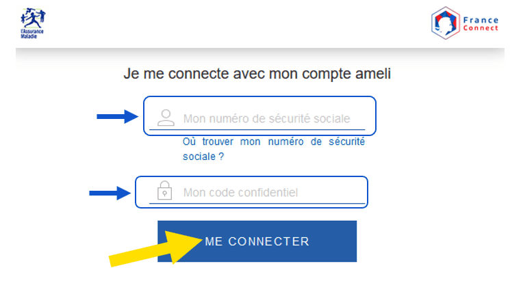 Connexion via Ameli