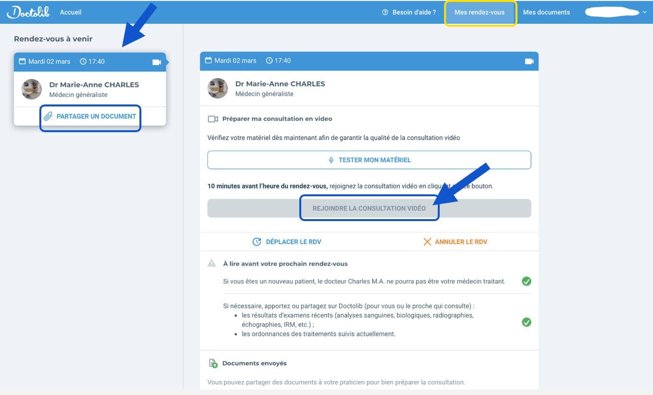 Rejoindre la consultation vidéo