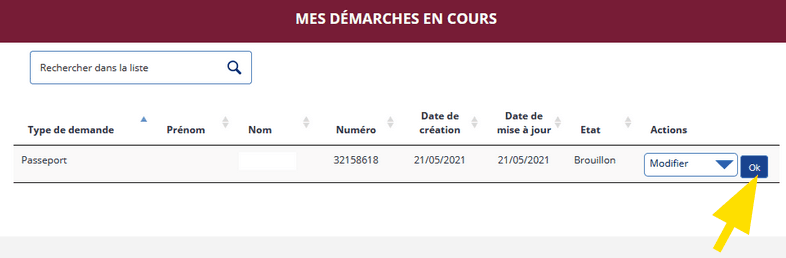 Modifier une demande