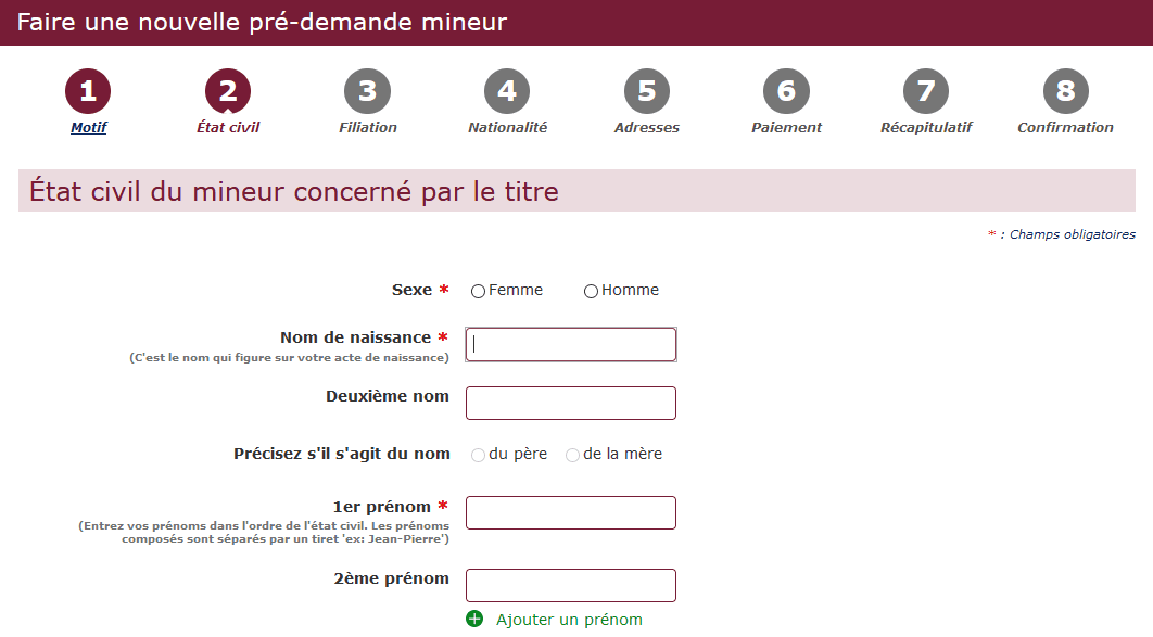 Reprise d'une demande