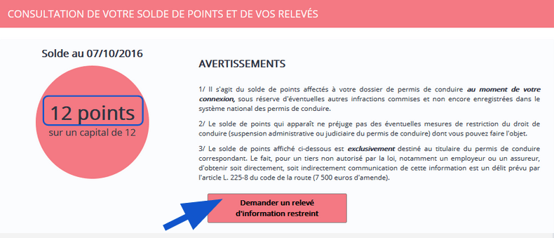 Solde de points