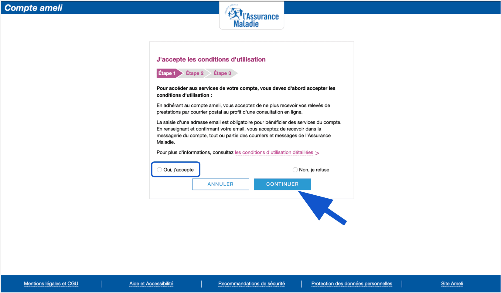 Acceptation des conditions