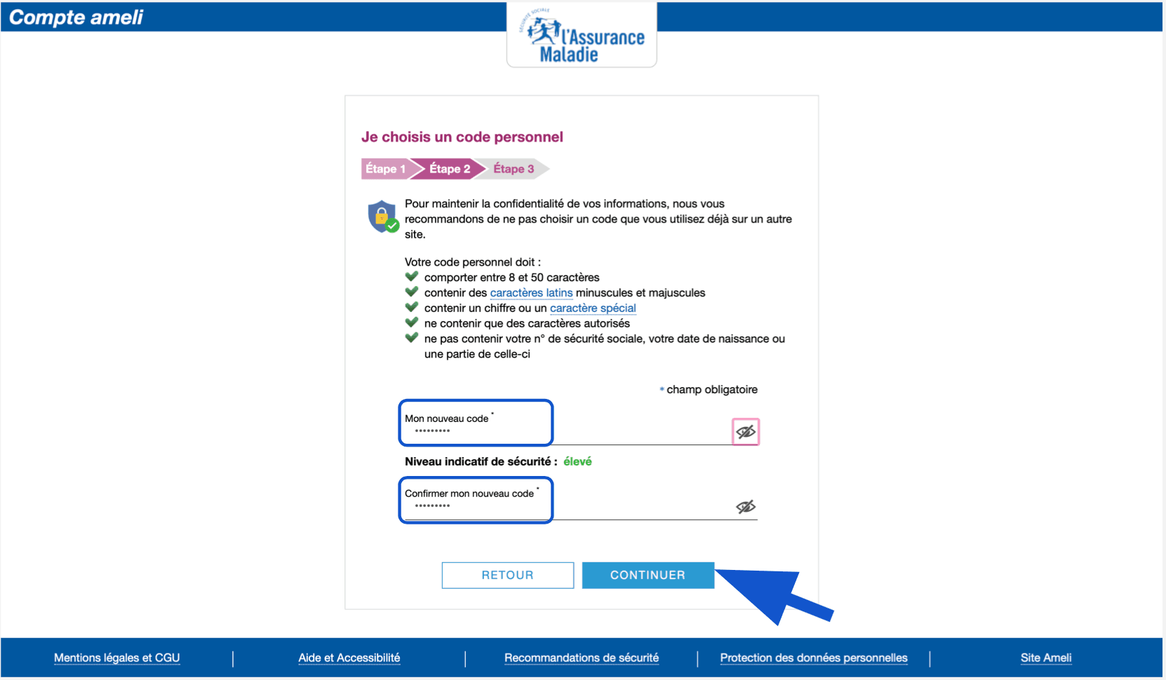 Création du code personnel