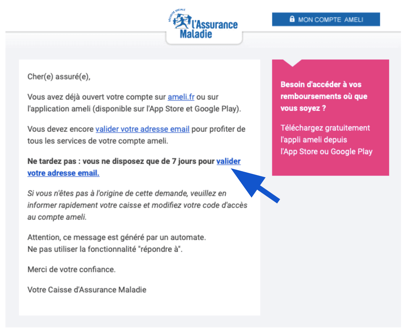 E-mail de vérification