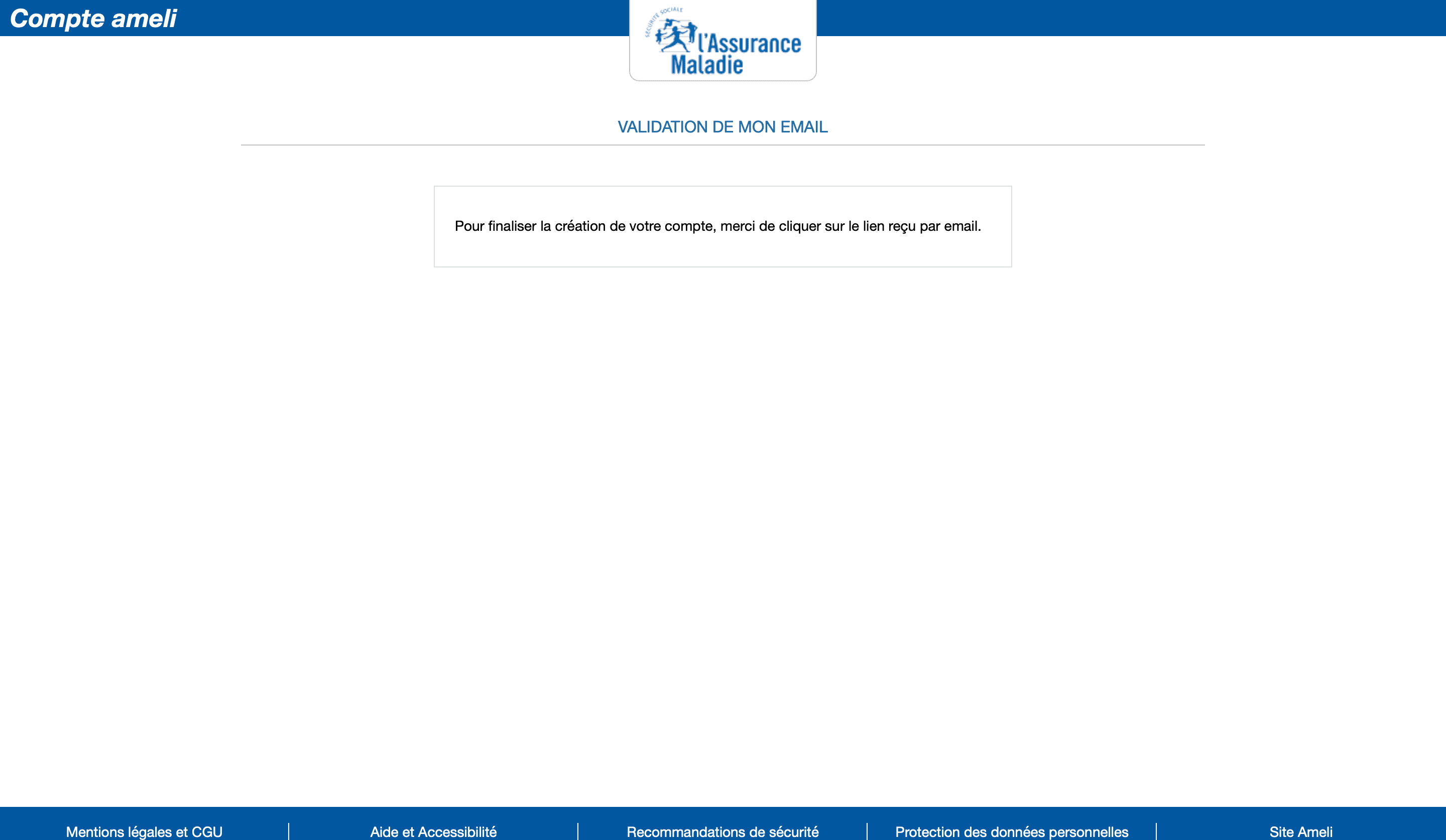 Confirmation de création du compte
